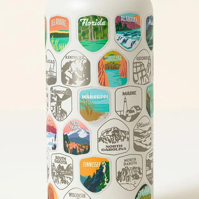 50 States Bucket List Water Bottle