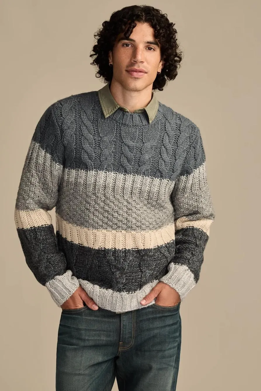 cable stripe crew neck