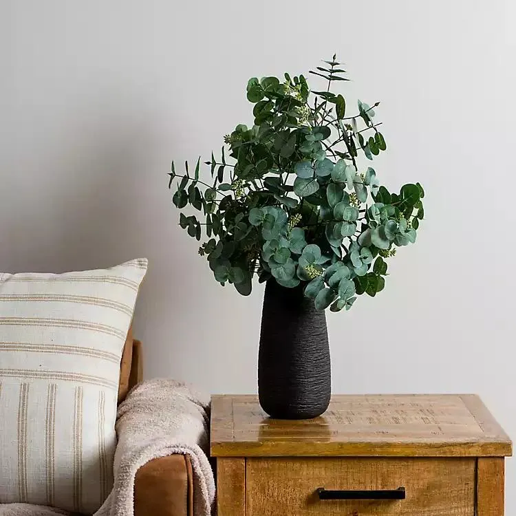 Eucalyptus Arrangement in Black Textured Vase