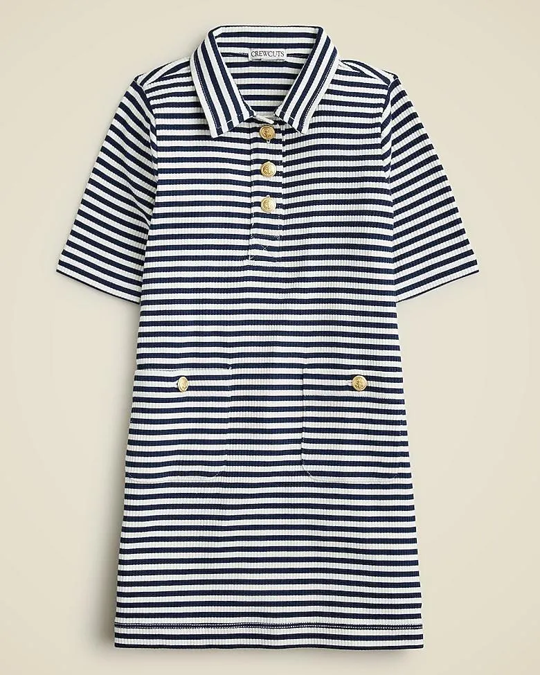 Girls' polo dress in vintage rib