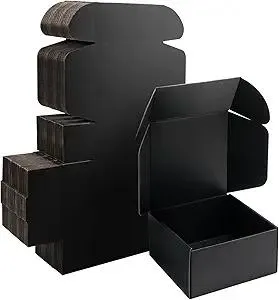 8x8x4 Black Shipping Boxes Small - 25 Pack Corrugated Cardboard Mailer Boxes for Packaging, Mailing, Gift Giving | Sturdy, Recyclable, Perfect for Small Business Supplies, Ecommerce