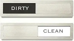 Dishwasher Magnet Clean Dirty Sign, Premium Stainless Steel Black and White Non-Scratch/Kitchen Decor/Easy to Read & Slide/Strong Magnetism Housework Indicator (Black White)