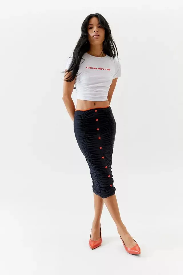 UO Katie Ruched Midi Skirt