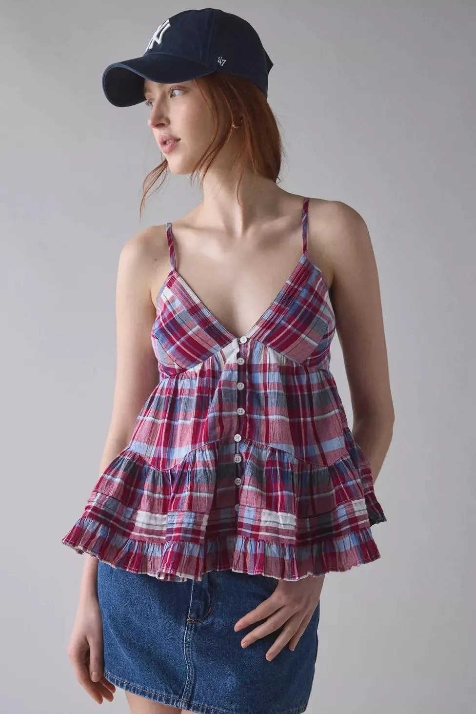 Kimchi Blue Tara Embroidered Cotton Babydoll Cami