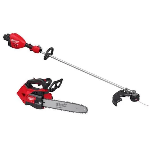 M18 FUEL 18V Brushless Cordless 17 in. Dual Battery Straight Shaft String Trimmer w/14 in. Top Handle Chainsaw (2-Tool)