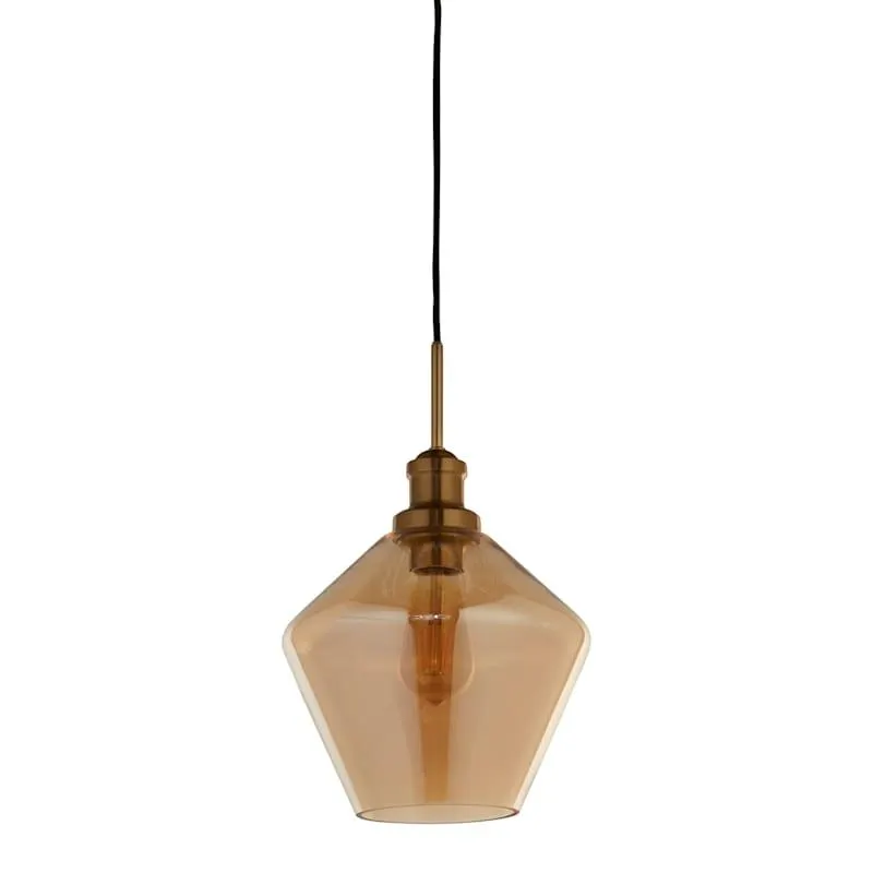 Amber Geo Glass Hardwire Pendant Light, 9"