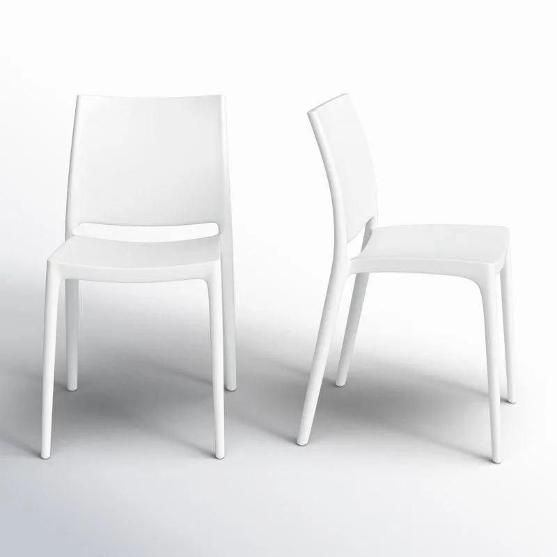White Burt Outdoor Stacking Dining Side Chair