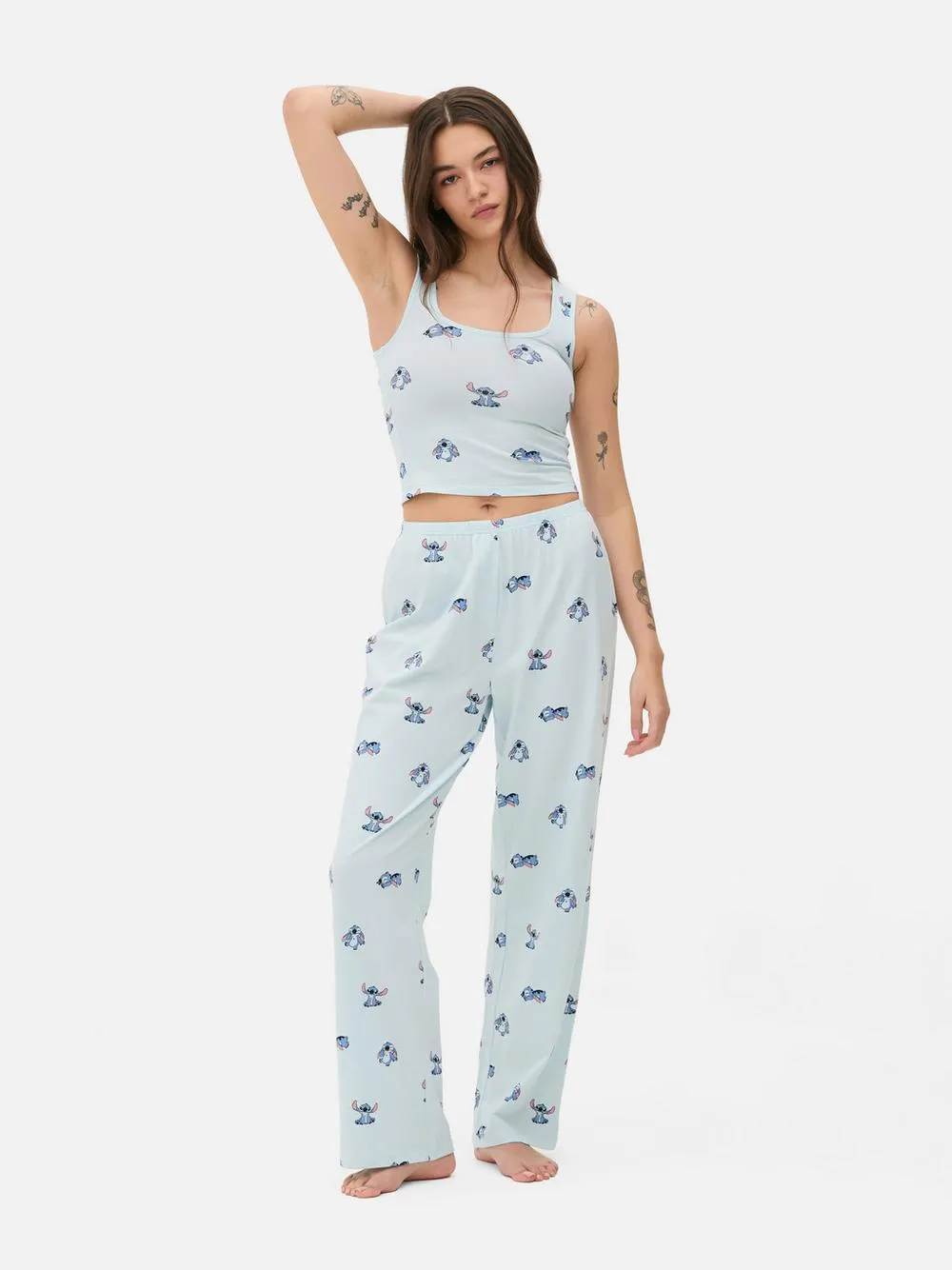 Geripptes „Disney Stitch“ Schlafanzugtop