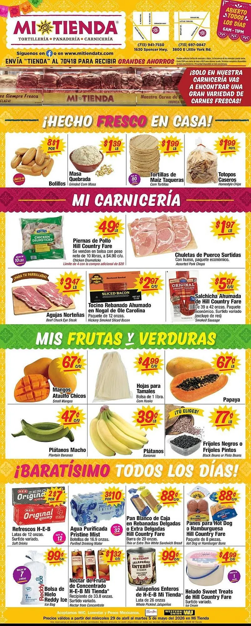 Weekly promotion Mi Tienda weekly ad spanning from April 29 to May 5 2026 - Page 1 for Catalogue 365