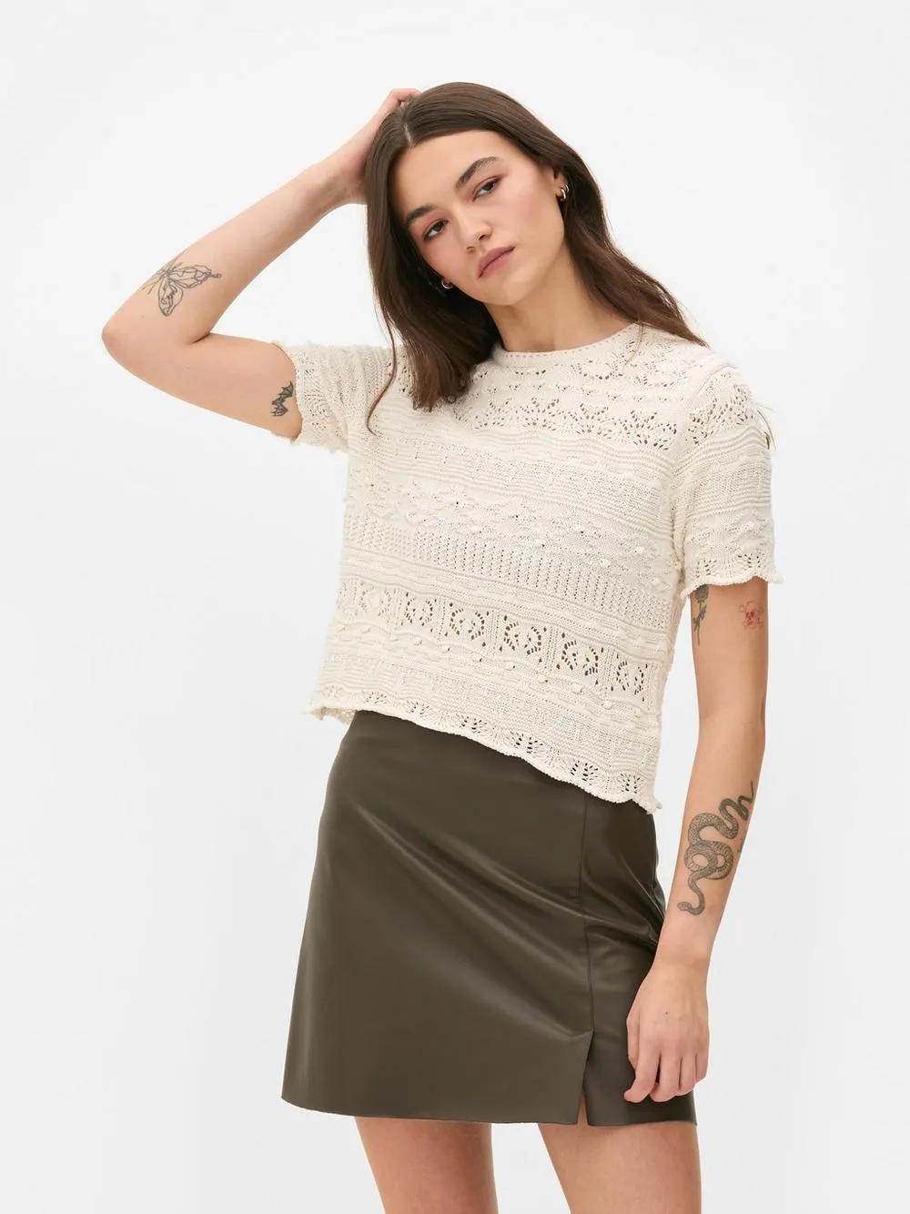 Maglietta a maniche corte traforata