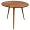 Round Wooden Table with Brass Top Edge and Three Legs, Itlay, 1950s