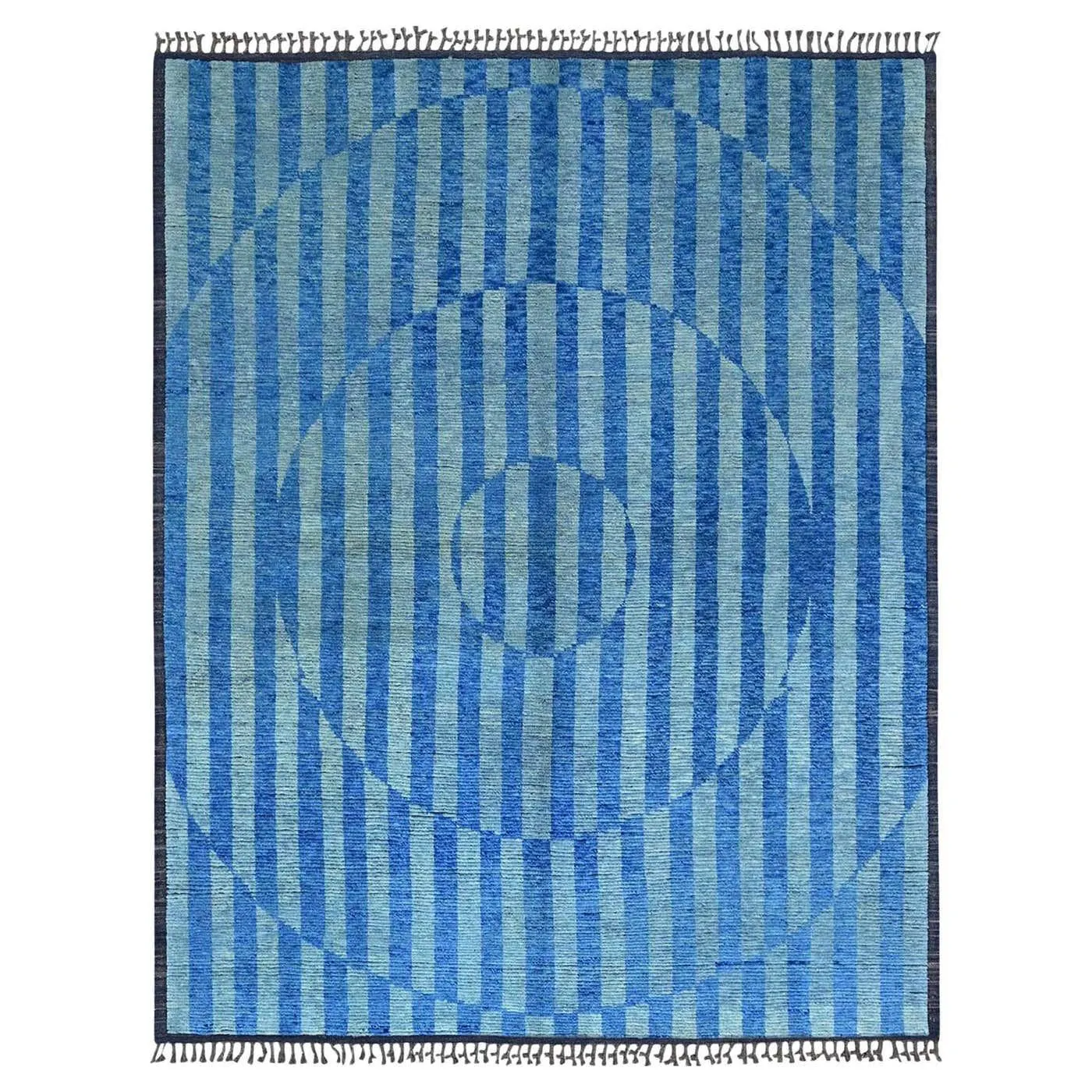 8'3"x10'5" Storm Blue Beni Ourain Moroccan Inspired Design Oriental Rug