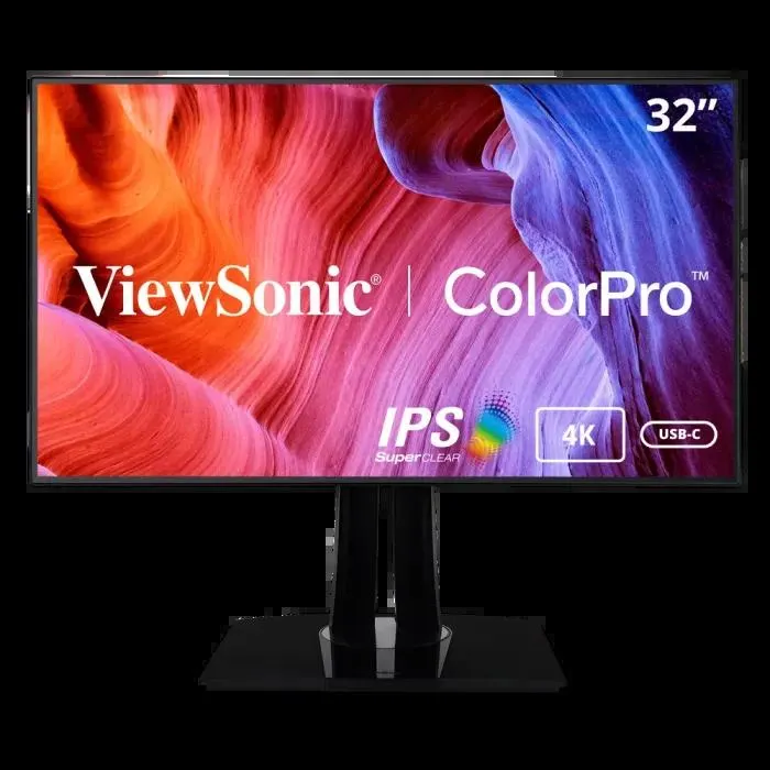 ViewSonic 32" ColorPro™ 4K UHD IPS Monitor with 90W USB-C, RJ45, sRGB and HDR10 | VP3268A-4K