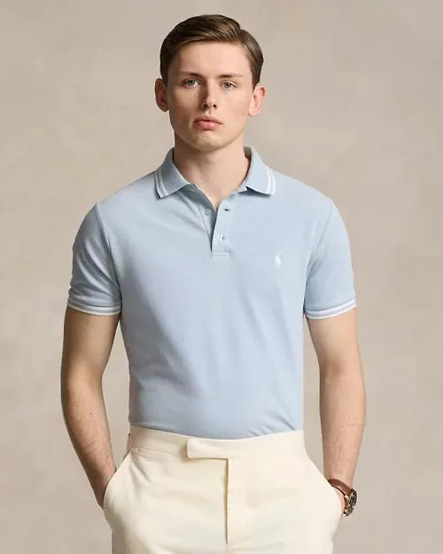 Custom Slim Fit Stretch Mesh Polo Shirt