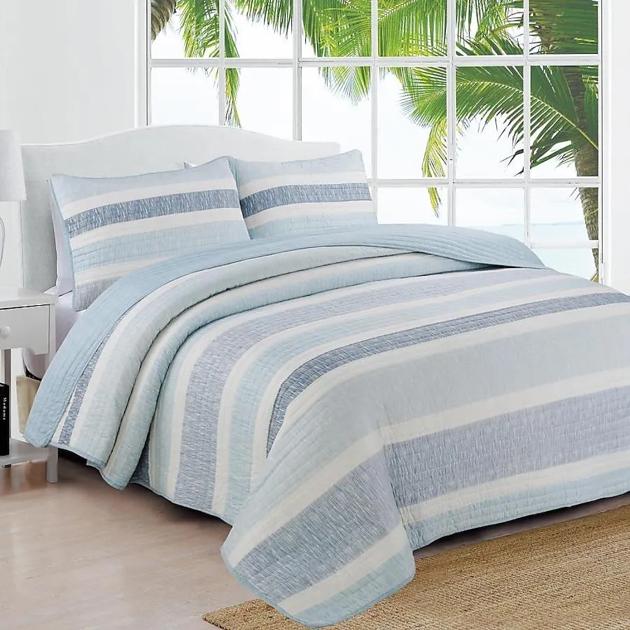 Estate Collection Delray 3 -Piece Blue King Quilt Set