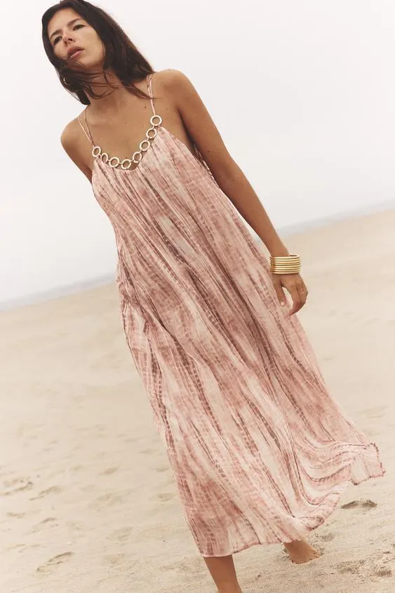 TIE-DYE DRESS WITH GROMMETS