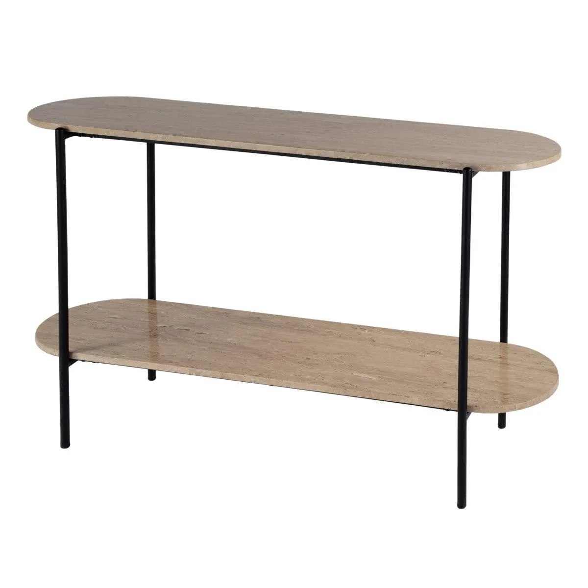 Wilkins 48 in. W Elongated Marble and Iron 2-Tier Console Table