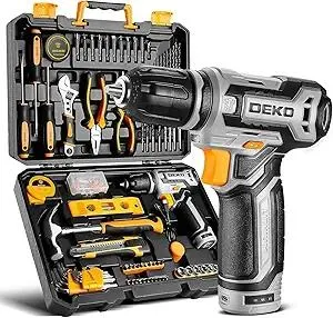 Power Drill Tool Set Kit: DEKOPRO Cordless Drill Tool Box with 12V Battery Electric Drill Driver for Home Hand Repair Power Tools Sets Drills Case