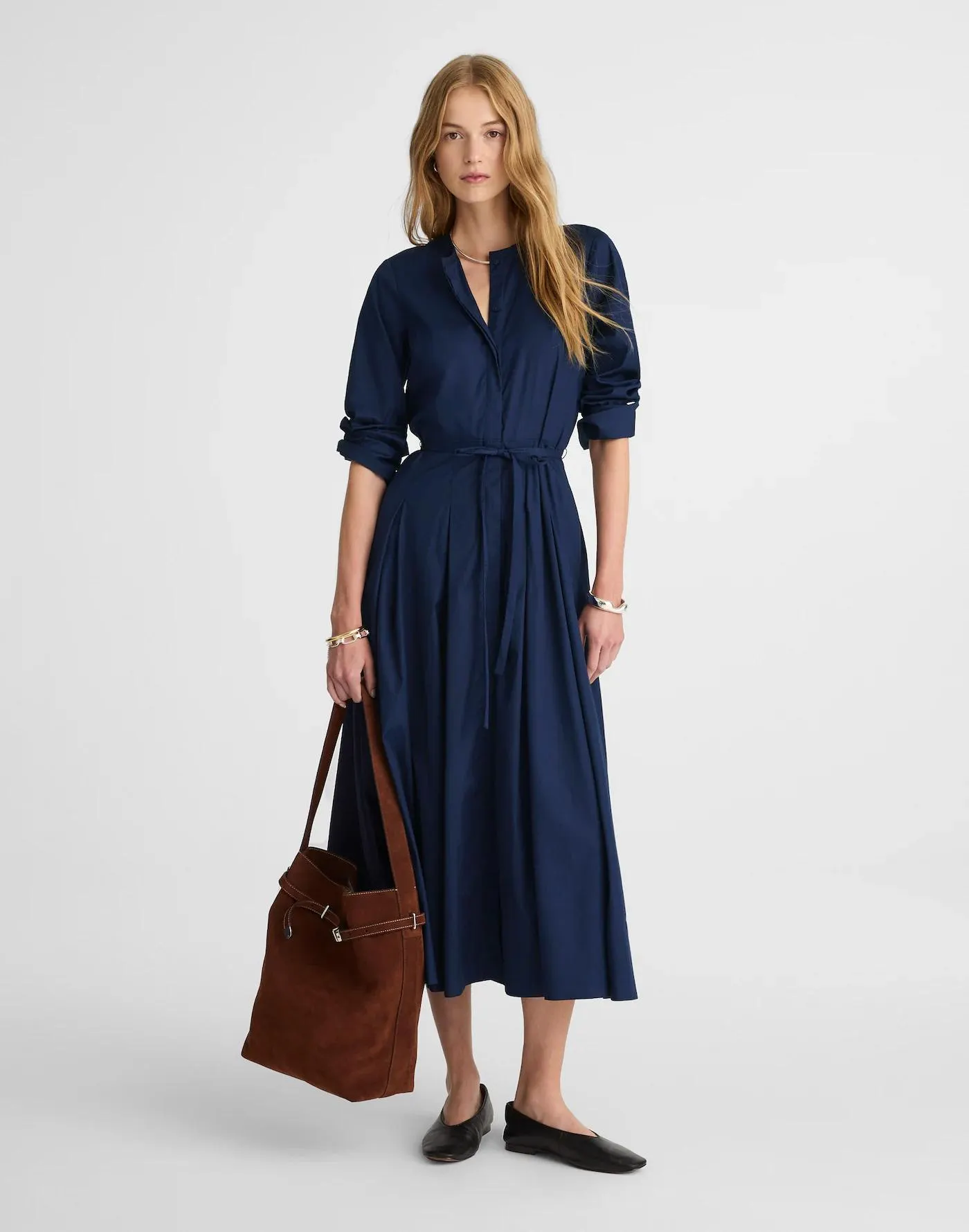 Tie-Waist Midi Shirtdress