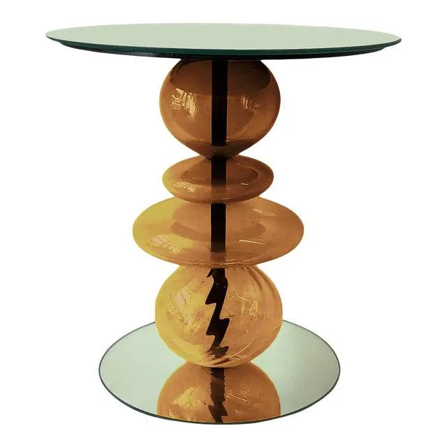 Abacus Glass Accent Table by the Drawing Room Atl in Finish Ochre - Size: Standard - Modern Side Table in Orange Glass