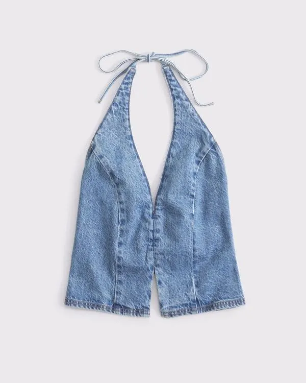 Denim Halter Vest