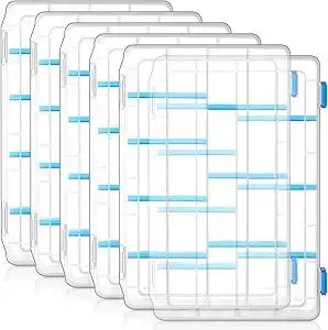 6 Pack 3600 Fishing Tackle Box with Removable Dividers Clear Plastic Tackle Trays Fishing Lure Organizer Box Adjustable Dividers Storage Trays for Bait Lure Parts Bead Small Tools