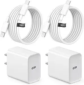 10FT iPhone 17 16 15 Charger Fast Charging USB C Charger Block Type C Chagrer Fast Charging 2-Pack for iPhone 17/17 Plus/17 Pro/17 Pro Max/iPhone 16/16 Plus/16 Pro/16 Pro Max/15/15 Pro Max/Samsung