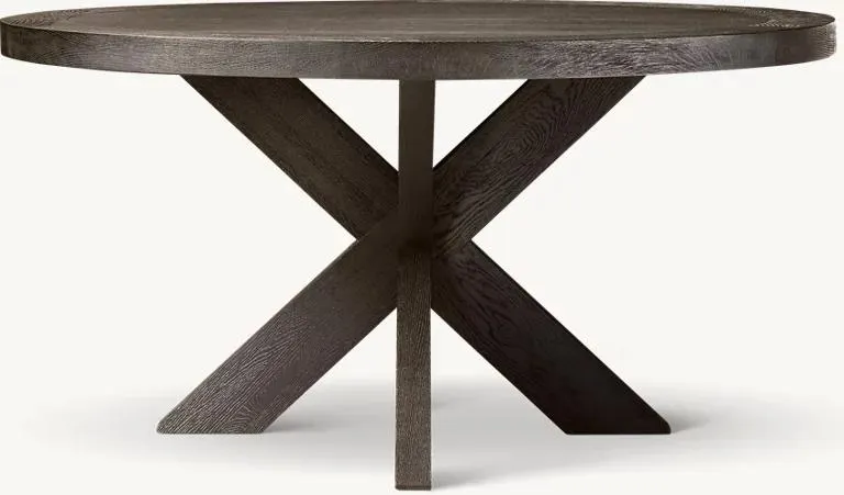 1960s French X-Base Round Dining Table