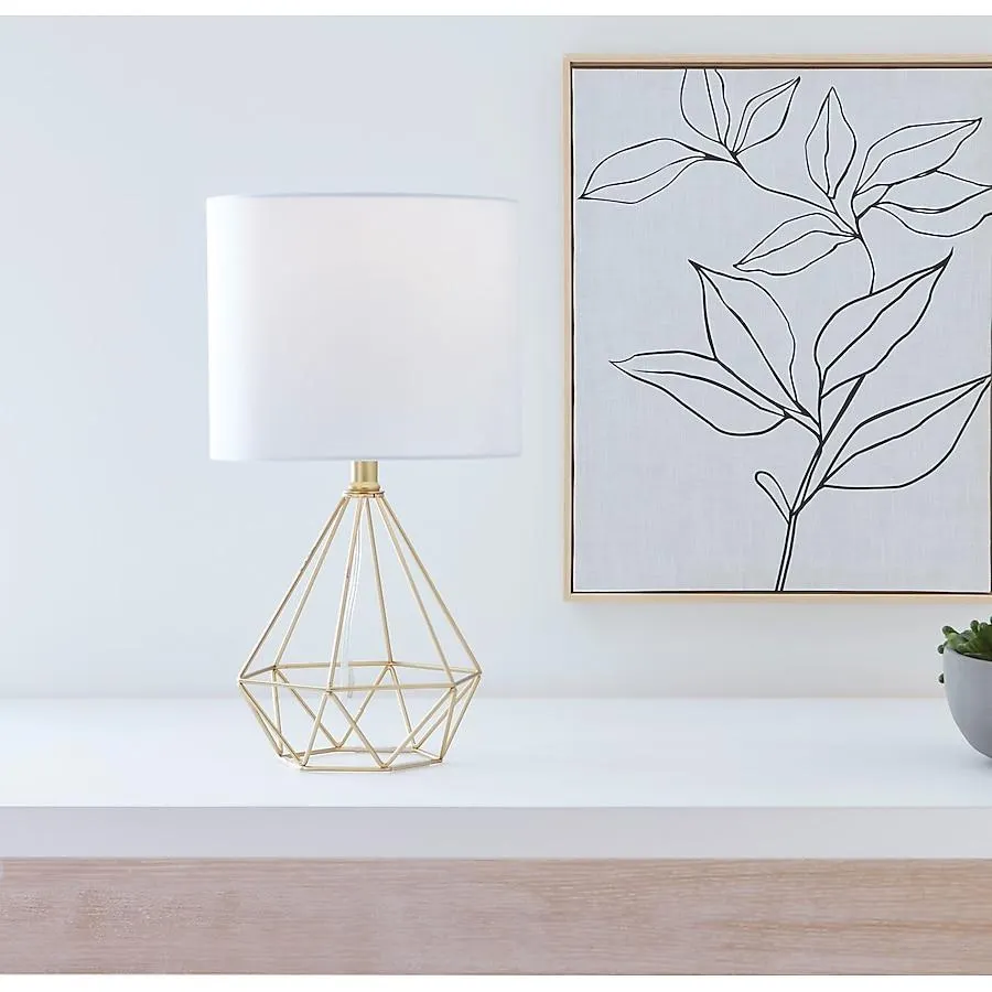 Origin 21 18-in Gold On/Off switch Table Lamp with Fabric Shade