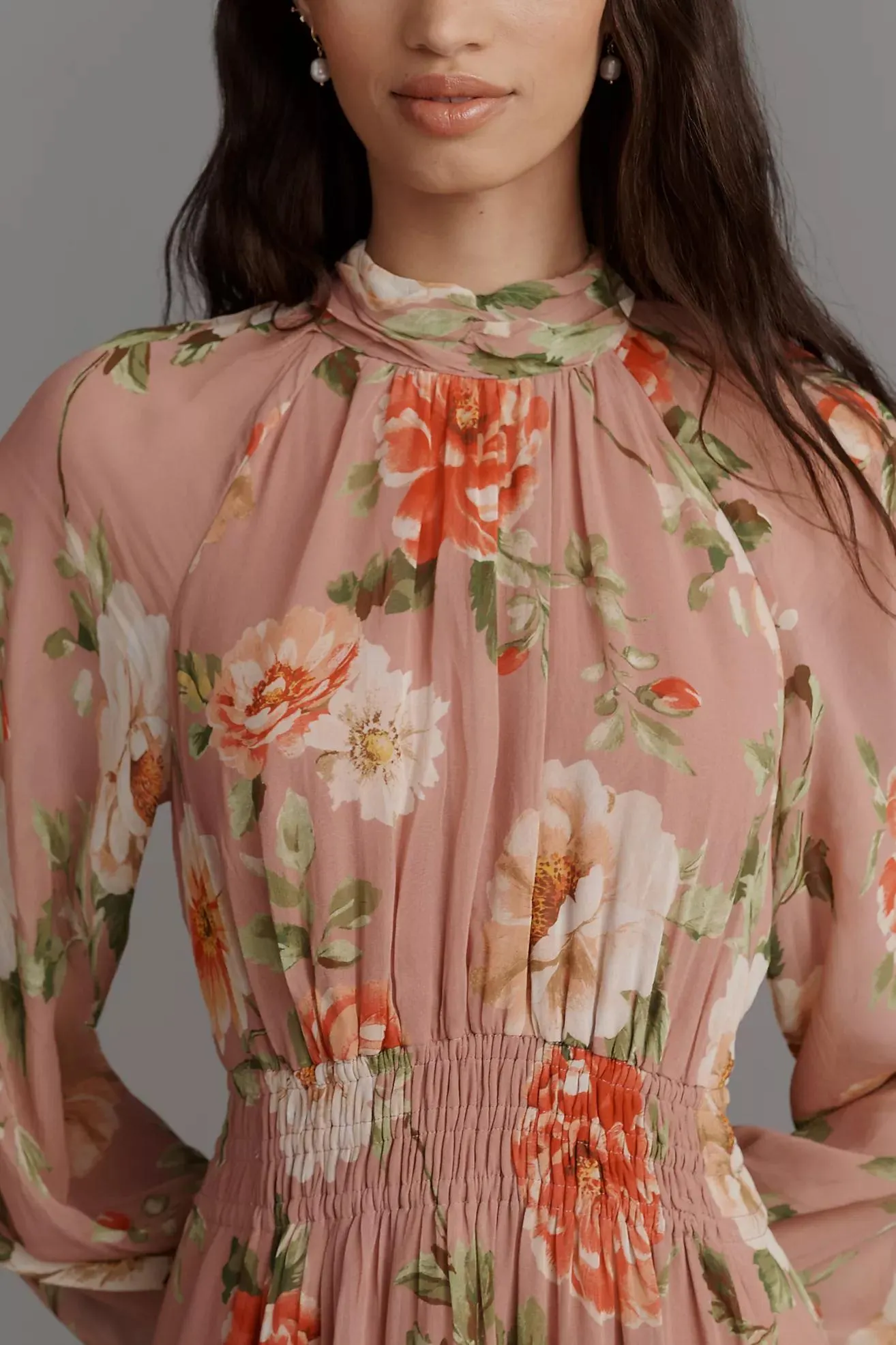 The Somerset Maxi Dress: Long-Sleeve Mock-Neck Chiffon Edition