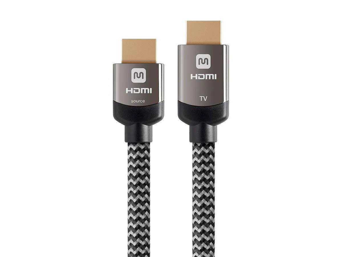 Monoprice 4K High Speed HDMI Cable - Braided - 4K@60Hz, 18Gbps, HDR, CL3 In-Wall Rated, 30ft, Grey