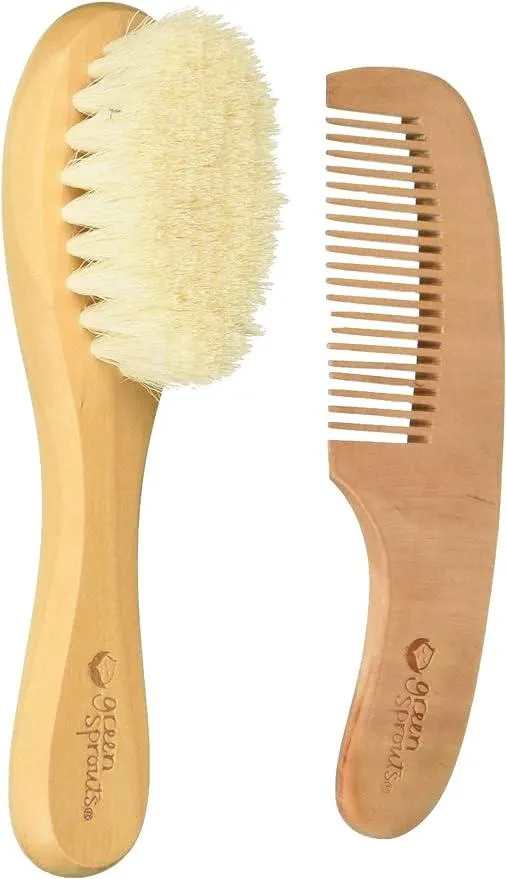 Green Sprouts Baby Brush & Comb-Natural-Adult use only