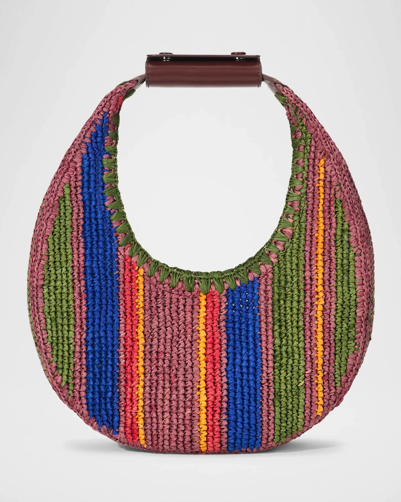 Moon Multicolor Striped Raffia Shoulder Bag
