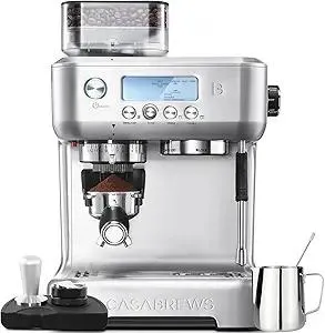 CASABREWS 5700Pro Espresso Machine with Grinder, Professional Coffee Maker with Milk Frother Steam Wand, Barista-Quality Cappuccino Latte Machine with LCD Display, Great for Coffee Enthusiasts