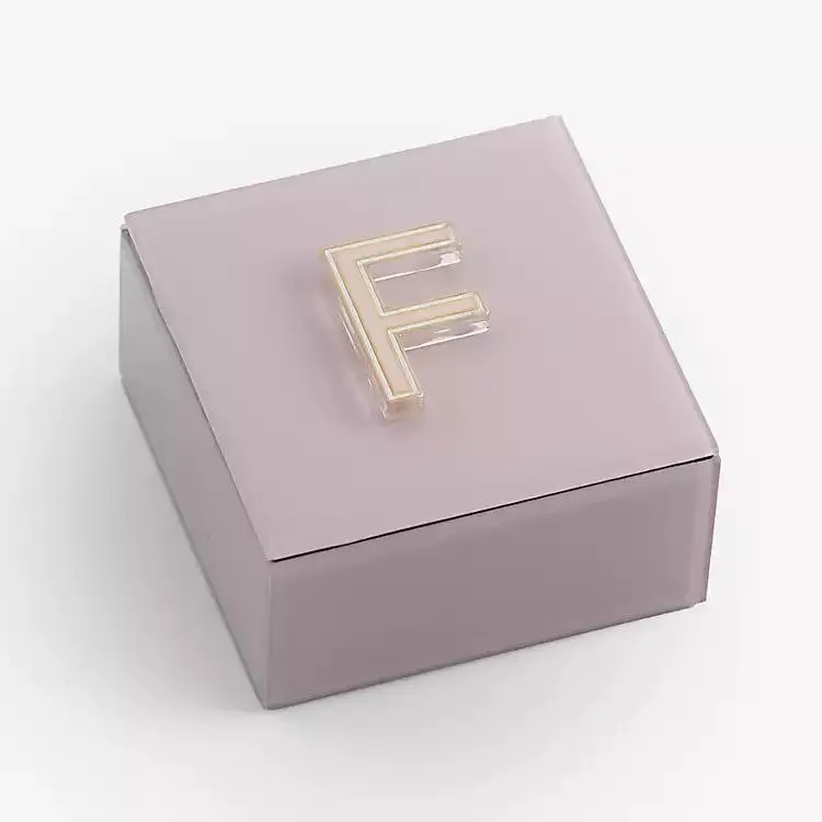 Pink Glass Monogram F Jewelry Box