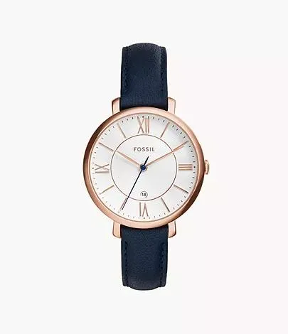 Jacqueline Navy Leather Watch