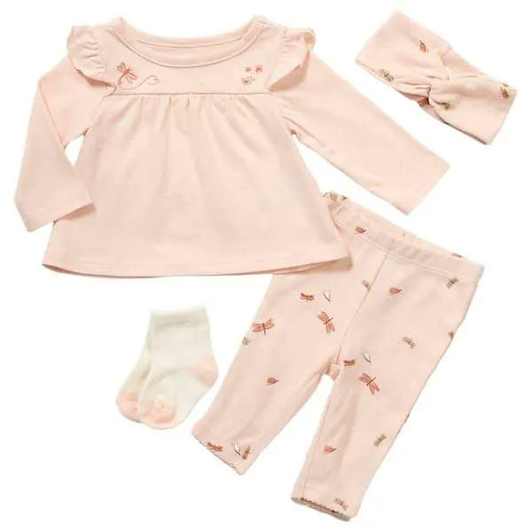 Baby Girl (NB-12M) Carter’s® 4pc. Embroidered Dragonfly Pants Set
