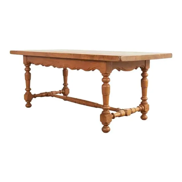 Country French Provincial Oak Farmhouse Trestle Dining Table