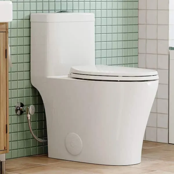 1-Piece Compact Elongated ADA Height Map Flush 1000g WaterSense Toilet in White 0.8/1.26 GPF Dual Flush , Seat Included