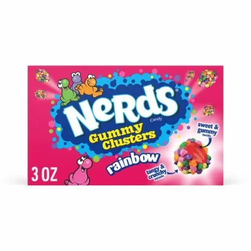 NERDS Gummy Clusters Rainbow Crunchy And Gummy Candy Bag
