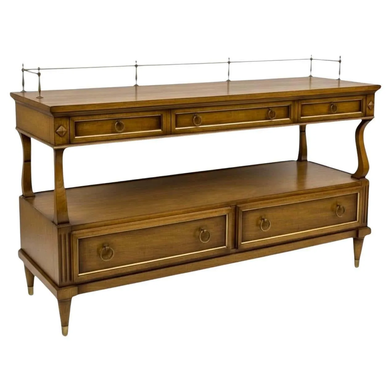 Mid-Century Carved Mahogany Neo-Classical Style Credenza / Sideboard / Bar