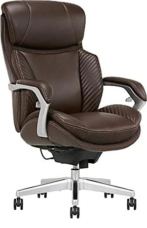 Serta® iComfort i6000 Big & Tall Ergonomic Bonded Leather High-Back Executive Office Chair, Brown/Silver