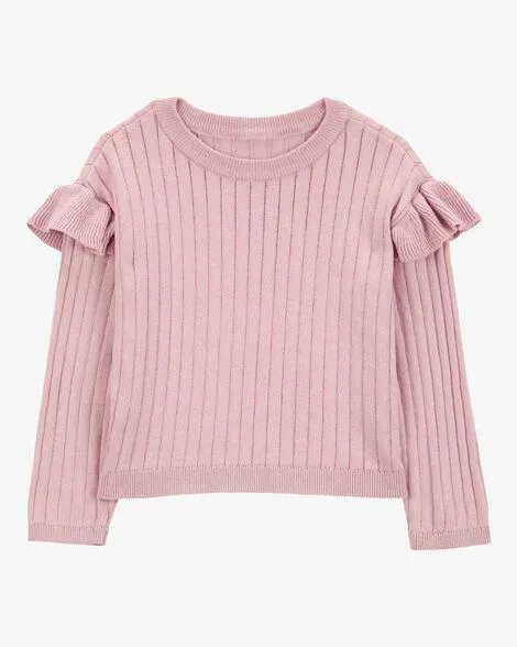 Baby Ribbed Long-Sleeve Sweater - Pink