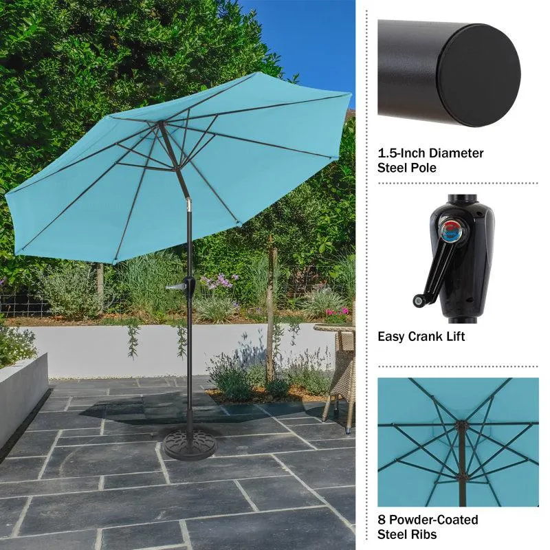 Kelton Patio Umbrella with Auto Tilt - 10' Easy Crank Outdoor Umbrella with Vented Canopy for Deck, Balcony, Porch, Backyard, or Pool by Pure Garden