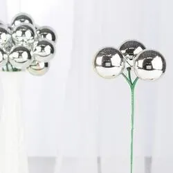 Metallic Silver Round Ball Ornament Picks - Seconds (Pack of 11 pieces)