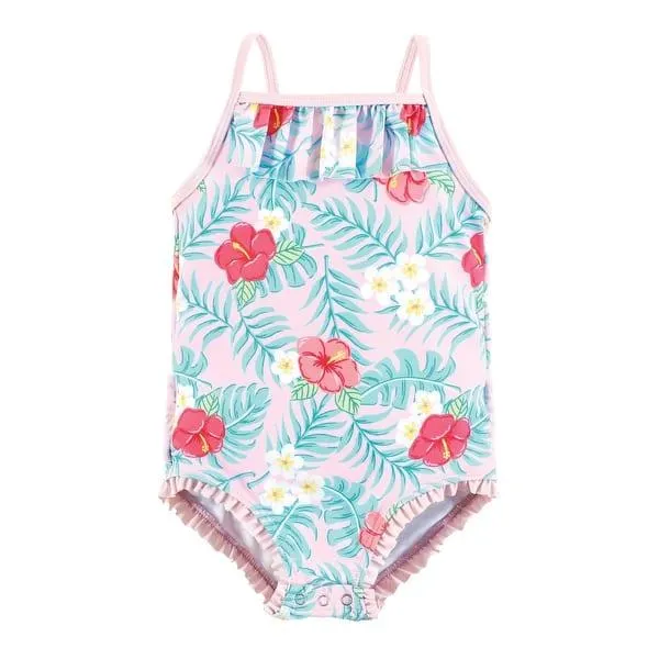 Hudson Baby Girls Baby Swimsuit, Tropical Floral