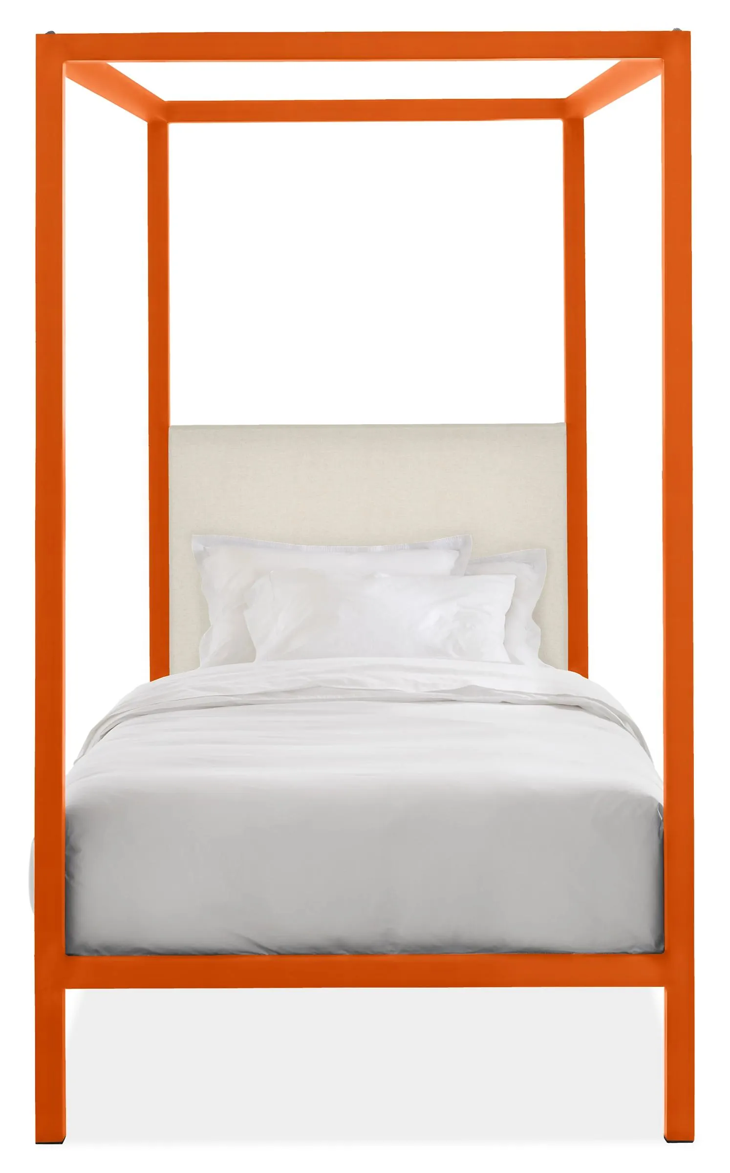 Architecture Twin Bed in Sumner Ivory with Tangerine Frame