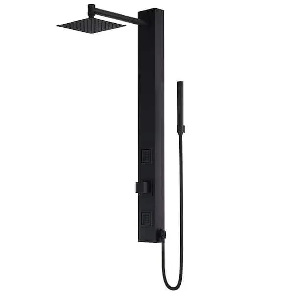 Orchid, 39 in. H x 4 in. W, 2-Jet High Pressure Shower Panel System with 8 in. Square Rainfall Showerhead, Matte Black
