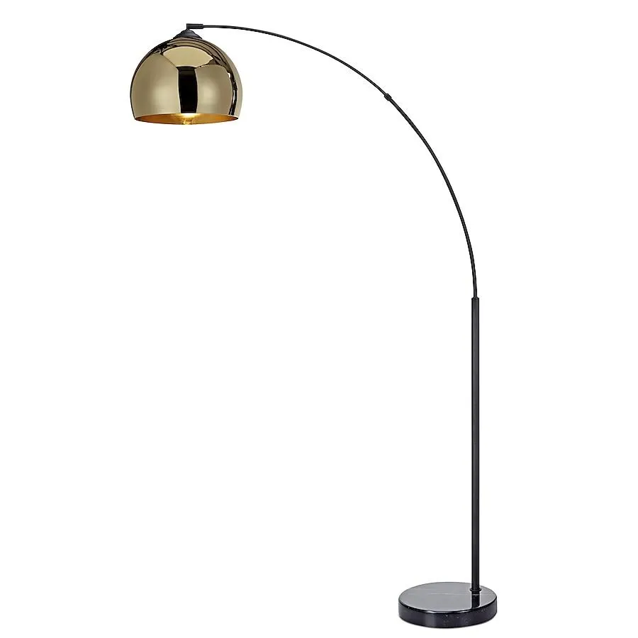 Teamson Home Arquer 66.93-in Gold/Black Arc Floor Lamp with Metal Shade