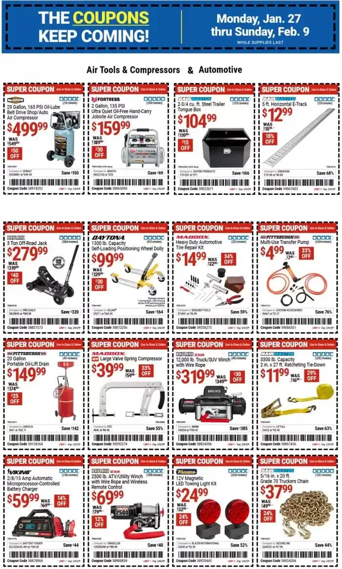 Weekly ad Harbor Freight Tools weekly ad from January 27 to February 10 2025 - Page 1